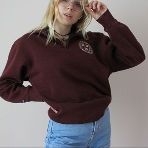 HARVARD 🧣 Crimson Red Quarter Zip Sweatshirt Sz M